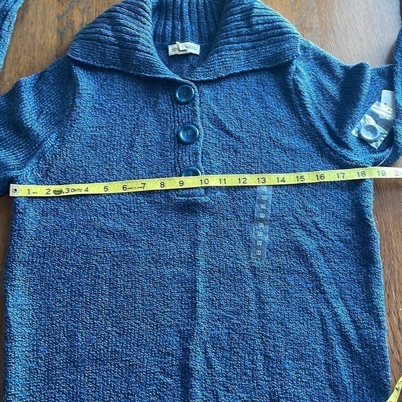 NWT St. Johns Bay shawl collar sweater 3 button V-neck closure size M blue - Picture 7 of 14
